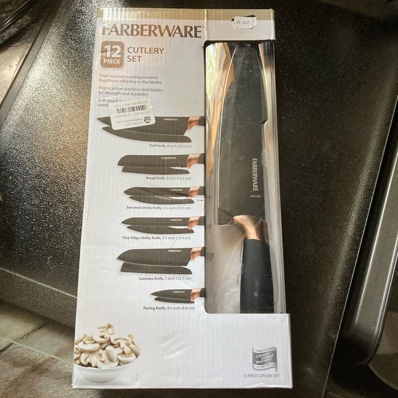 New In Box COPPER Faberware 12 piece Cutlery Knife Set - Picture 2 of 8